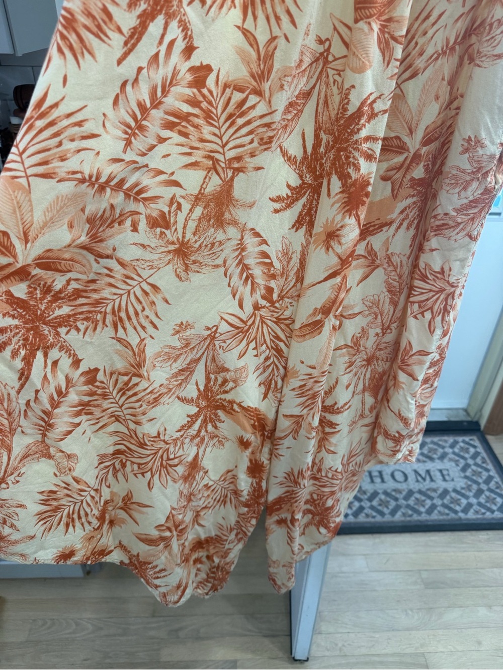 Women’s Cream and Rust Tropical Print jumpsuit - Picture 2 of 3